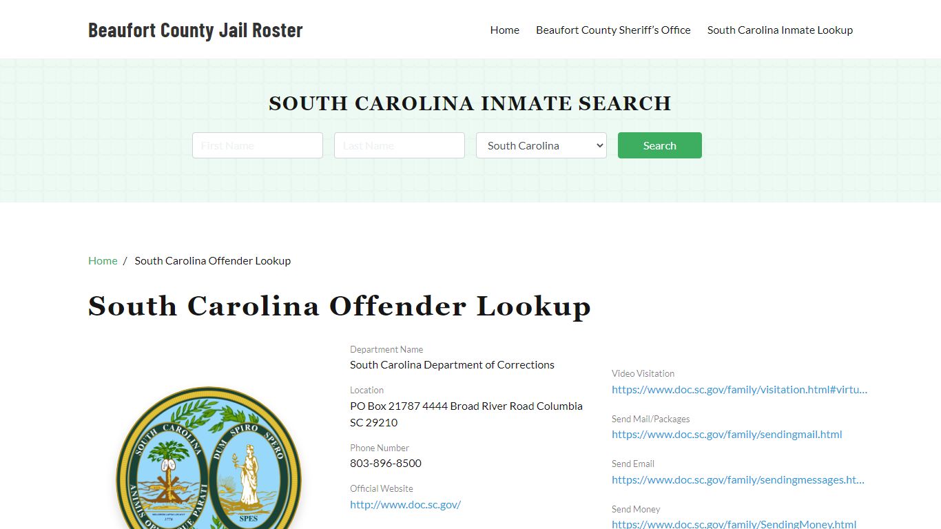 South Carolina Inmate Search, Jail Rosters