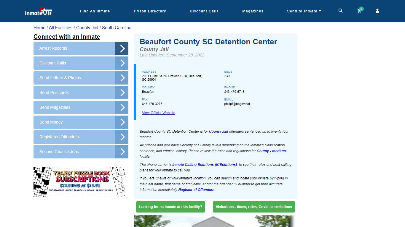 Beaufort County SC Detention Center - Inmate Locator - Beaufort, SC